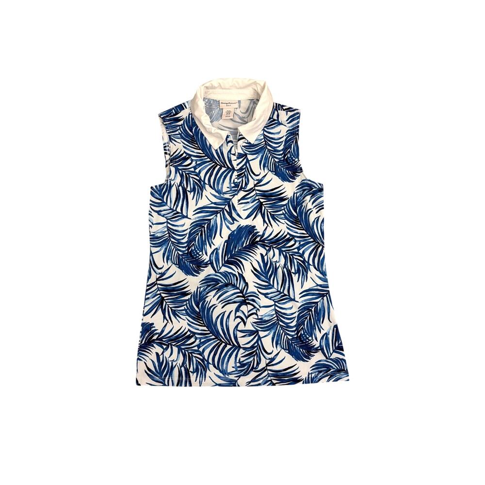 Tommy Bahama Sleeveless Golf Polo Athletic Blue White Tropical Preppy UPF XS